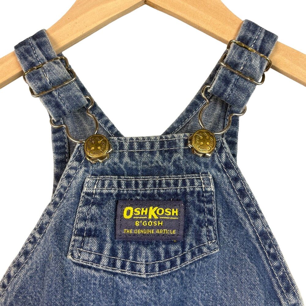 Vintage OshKosh B’Gosh Overalls Baby 6-9M Denim Med Wash Vestbak Made in USA 80s